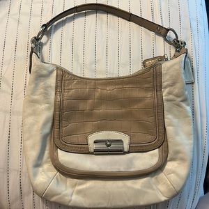 Coach tan and off white handbag!